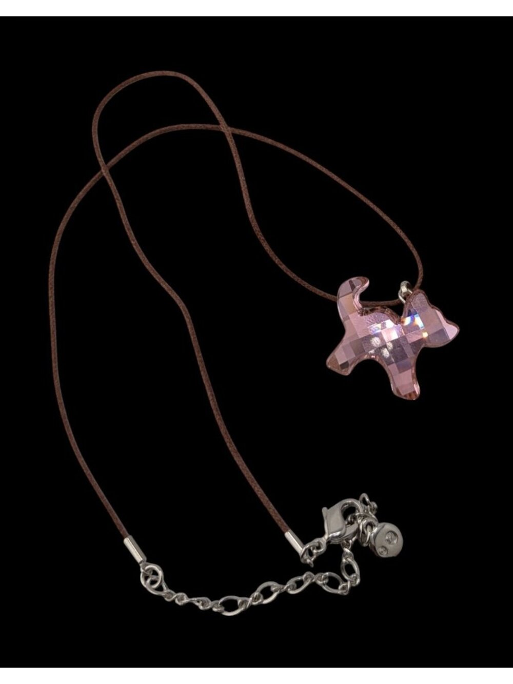 Rare Swarovski Crystal Dog Pendant Necklace Pink Designer Glam Retired